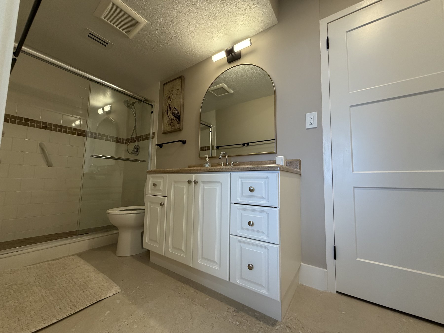 Primary bathroom in rental unit 205