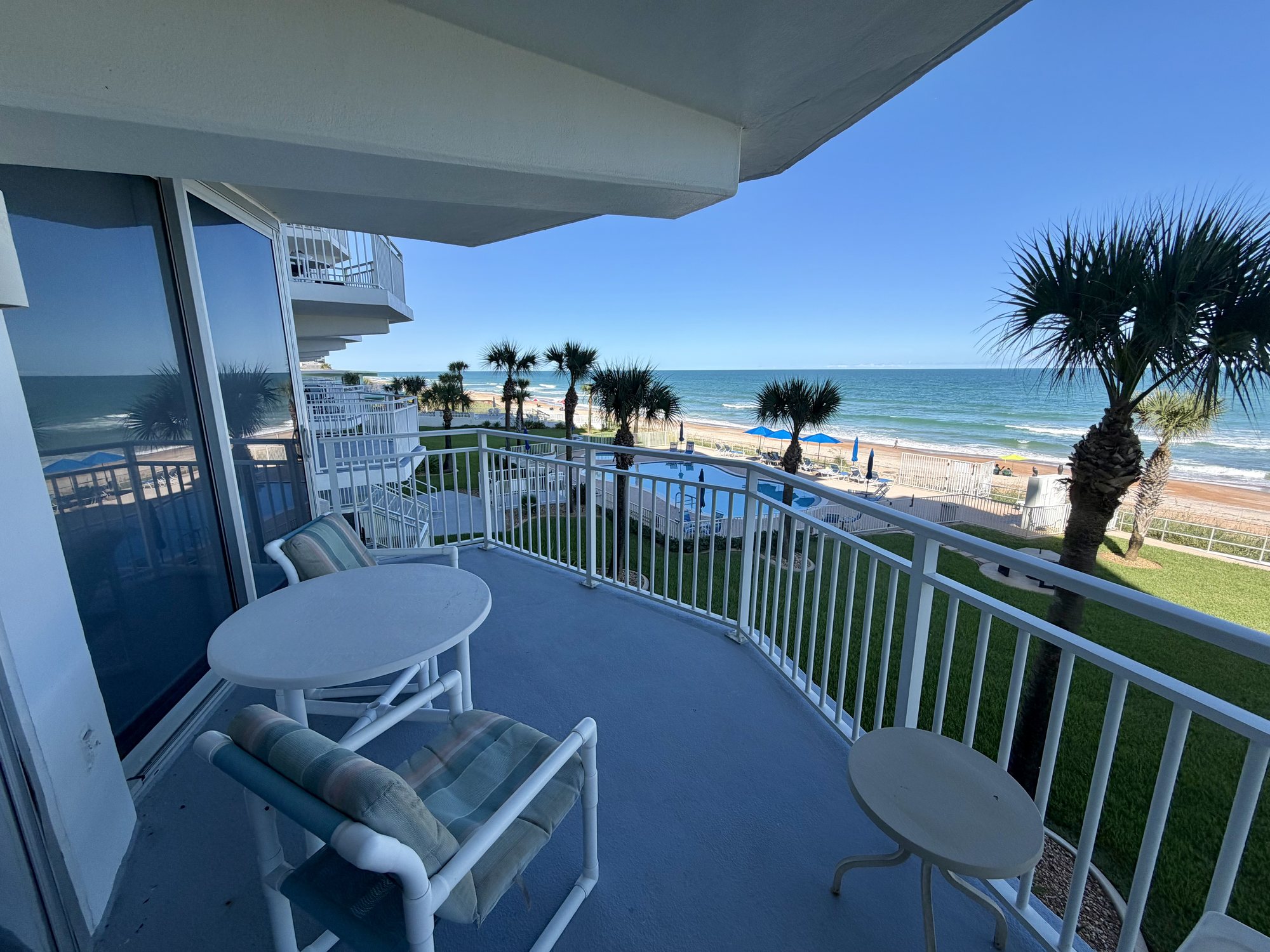 Oceanfront balcony in rental unit 206