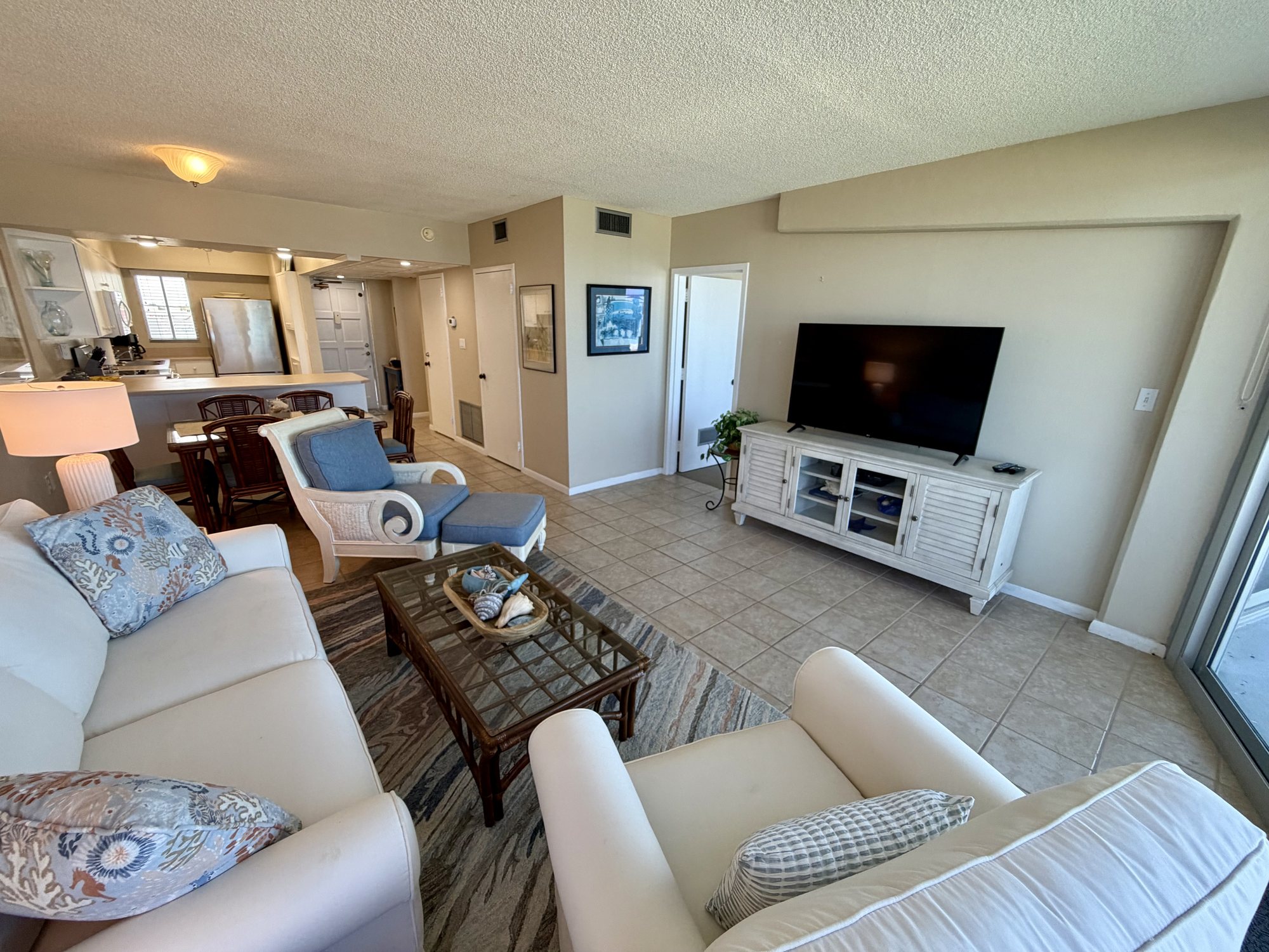 Living room and dining area in rental unit 206