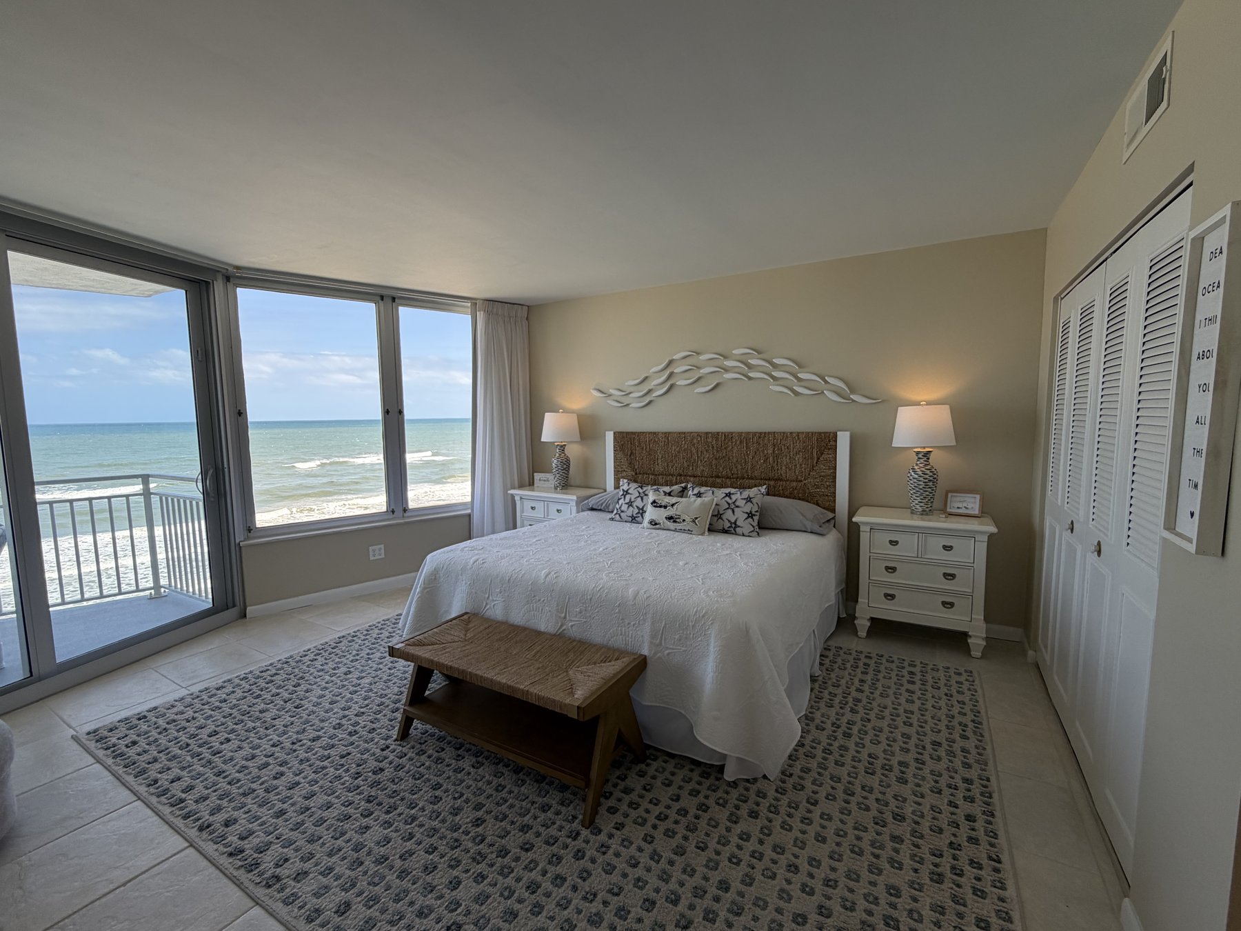 Oceanfront primary bedroom in rental unit 601